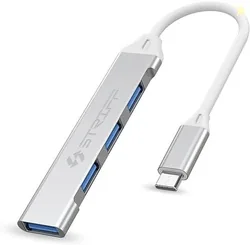 STRIFF 4in1 Ultra Slim Multiport Type C Hub to 1xUSB 3.0 & 3xUSB 2.0 Ports,30cms(1 feet) Cable,DataTransfer Speed Upto 5GBPS,Universally Compatible wi