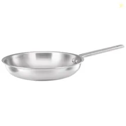 Amazon Brand - Solimo Triply Stainless Steel Frypan  24 cm | 2.5 mm Thick Base | Even Heating | Induction & Gas Compatible | Scratch Resistant | Heavy Bottom | Non-Toxic Cookware