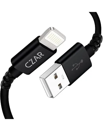 Czartech USB Data Sync & Fast Charging Cable Compatible with i-Phone, i-Pad Air, i-Pad Mini (1 Meter, Pack of 1) - (Black)