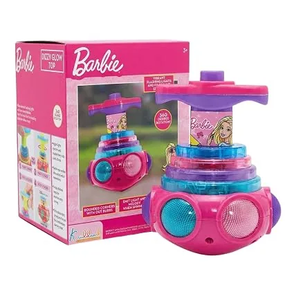 Dizzy Glow Top Barbie - Musical Spinning Top Toy with 360 Degree Rotation, Vibrant Flashing Lights & Sound Effects, Child-Safe Pink Battery Operated T