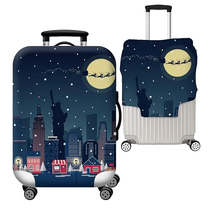 Handcuffs Luggage Cover Trolley Travel Covers Washable Dust Proof Anti-Scratch Suitcase Protector (Newyork-Night, XL (31-32"))
