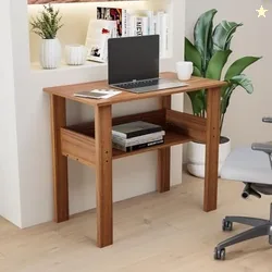 Amazon Brand - Solimo Ace Engineered Wood Computer Desk with One Tier Shelves Laptop Study Table for Office Home Workstation Writing Modern Desk - Leo