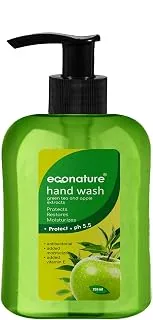 Econature Hand Wash, Green Apple, 250ml | 5 Variants Available, Hydrating Formula, Clear Gel Texture, 100% Vegan & Paraben Free