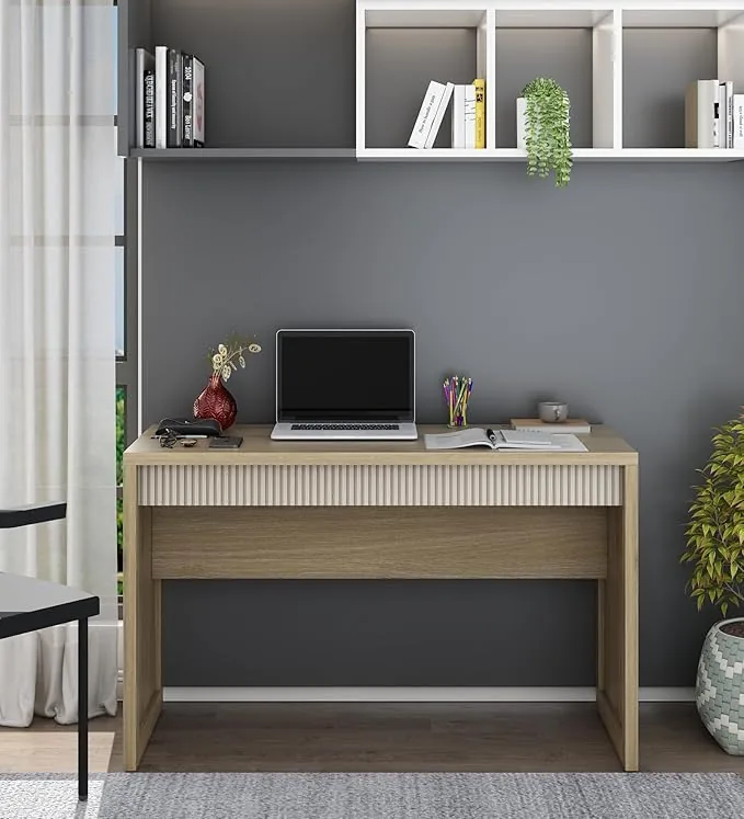 Spacewood Study Table | 3 Year Warranty | Note 120 |Study Desk, Office Table, Study Table for Adults | Engineered Wood |Santana Oak & Bamboo Flute