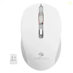 ZEBRONICS Zeb-Jaguar Wireless Mouse, 2.4GHz with USB Nano Receiver, High Precision Optical Tracking, 4 Buttons, Plug & Play, Ambidextrous, for PC/Mac/