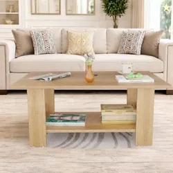 Spyder Craft Modern Coffee Table with Open Storage Shelf  Minimalist Rectangular Center Table for Living Room, Office, and Lounge  Durable Engineere