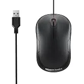 amazon basics Wired USB Mouse, 3-Button, 1000 DPI Optical Sensor, Plug & Play, for Windows/Mac