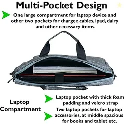 15.6 Inch Office Laptop Bags Briefcase for Men and Women (Grey)