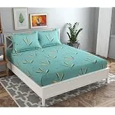 VAS COLLECTIONS Premium Double Bedsheet with 2 Pillow Covers - 180 TC Supersoft Glace Cotton - Breathable & Wrinkle Free - 3 Pcs Set | Light Green