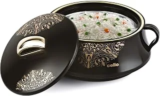 CELLO Midas Casserole Hot Pot Box for Daily Use & Kitchen 1500 ml, Black | BPA Free Serving Inner Steel Insulated Food Grade Airtight Sturdy Handle Ca
