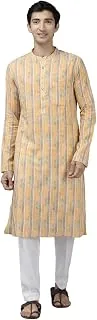 Men Self Printed Pure Cotton Straight Kurta