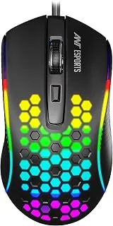 Ant Esports GM80 V2 Wired Gaming Mouse with RGB Lighting, Up to 3600 DPI, 4 Adjustable DPI Levels, 4 Buttons, 1.5m Cable, 3.5M Click Lifespan for PC &