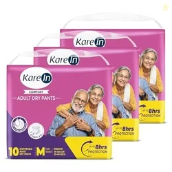 Karein Comfort Adult Diaper Pant M Size, Medium, Waist (75-100 cm 30"-40"), 30 Unit, Long Protection Hour, Unisex, Quick & Even Absorption, Anti-Bacte