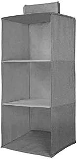 PrettyKrafts 3-Shelf Hanging Wardrobe Organiser with Engineered Wood Base | Heavy-Duty Non-Woven Foldable Closet Storage & Almirah Organizer for Cloth