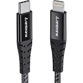 Ambrane Type-C to Lightning USB Cable, 22.5W Fast Charging, 480Mbps Data Sync Cable Compatible with iPhone, iPad, Macbook, iMac, AirPods, 1.25m (ABTL-