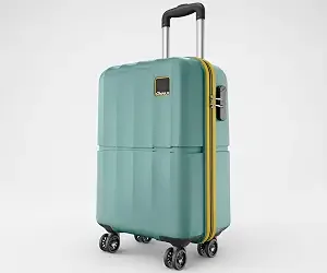 Safari Genius Theo 8 Wheels 55cm Cabin Size Trolley Bag Hard Case Polycarbonate, 360 Degree Wheeling Small Carry-on Luggage, Suitcase for Travel, Trolley Bags for Travel, Sage Green