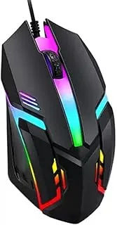 Uzi Wired Gaming Mouse with Rainbow LED Light | 4 Button USB Mouse for PC/Laptop/Desktop | 2400 DPI Adjustable (800/1200/1600/2400) | Ergonomic Plug &