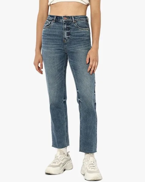ONLY Women Mid-Wash Straight Fit Jeans
