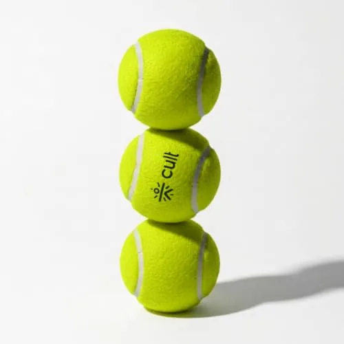 CULT Tennis Cricket Balls Pack of 3  Green Practice & Training Balls for Men, Women & Kids Durable Rubber Core, Soft Felt Cover, High Bounce, All Court Play Beginners & Intermediate Players
