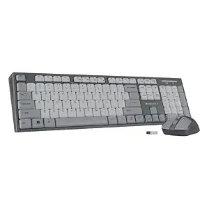 Zebronics Wireless Keyboard & Mouse Combo 104 UV-Printed Keys,  Key, 12 Multimedia Keys, Retractable Stand, 4 Button Mouse, 1600 DPI, High Precision, USB Nano Receiver (Companion 304, Grey)