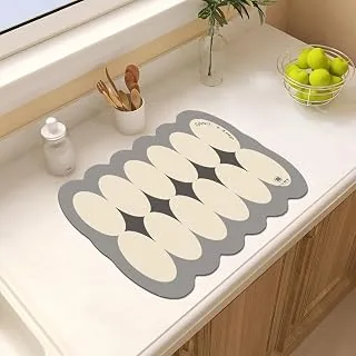 HomeCloud Dish Drying Mat for Kitchen Counter  Super Absorbent, Non-Slip & Heat-Resistant  Quick Dry Rack Pad for Dishes, Utensils, Coffee Maker  S