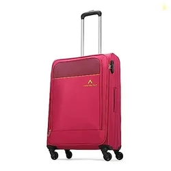 Medium Oasis Plus Size Soft Check in Luggage (69 Cm) | Spacious Polyester Trolley with 4 Spinner Wheels and Combination Lock | Dazzling Red | Unisex|