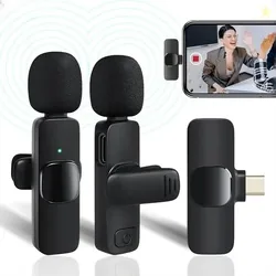 2.4 Ghz Omnidirectional Lavalier Wireless Dual Microphone with Noise Cancallation, 50M Range Plug & Play, 2 Transmitters & 3 Receiver Lapel Mic System