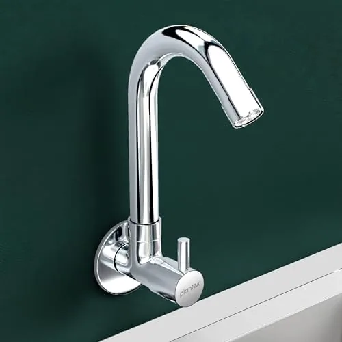 Sink Tap for Kitchen Basin with Brass Spindle/Wall Mount Kitchen Sink Tap with Wall Flange and Water Saving -(MKS-1277-Chrome)