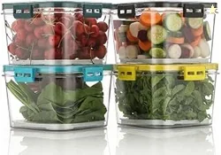 Airtight Kitchen Storage Container Set, BPA Free Plastic Food Storage Boxes, Leak Proof & Stackable, Transparent Containers for Rice, Flour, Grains &