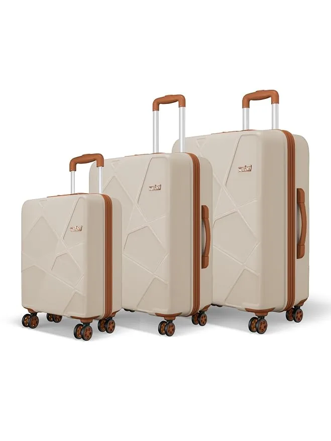Safari Pentagon Pro 8 Wheels Set of 3, (Cabin + Medium + Large) Trolley Bag, Hard Case Polypropylene, 360 Wheeling Luggage, Suitcase for Travel, Trol