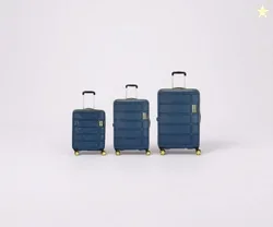 Kamiliant by American Tourister Harrier Zing|Trolley Bag Set of 3 (55+68+79 cms) for Travel| Hard Case Polypropylene (PP) Suitcase|360 8-Wheel Spinner Luggage Trolley|Combination Lock|Navy Blue
