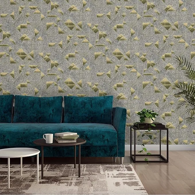 Asian Paints Embossed Diamond Geometric | Non-Adhesive Wallpapers - FE101273| Luxurious & Attractive Wallcovering for Home | Dimensions - 53cm x 950cm