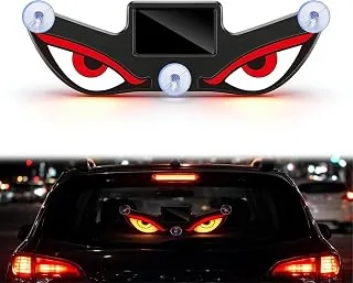 Solar Devil Eye Car Window Light, Wireless Triangle LED Decorative Window Lamp, Solar Powered Vehicle Window Accessory with Suction Cup Mount, Univers