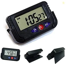 Mini Digital LCD Table Desk Calendar Timer Stopwatch | Digital Alarm Clock with Date and Time | Flexible Stand for Car Dashboard, Office Desk (Black,