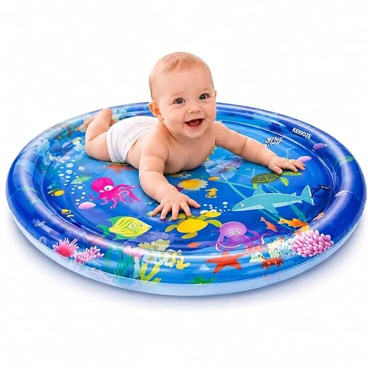 Baby Inflatable Tummy Time Water Play Mat 65x65cm for Infants & Toddlers, Sensory Activity Mat, Leakproof Design, Indoor & Outdoor Use