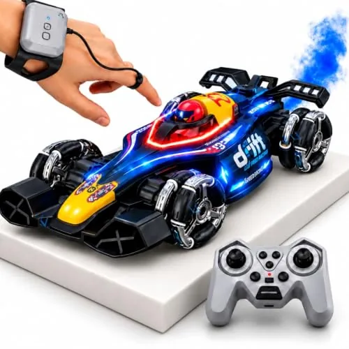 GRAPHENE RC 4x4 Formula F1 Drift Smoke Stunt Remote Control Car Toy for Kids Adults 1:14 4WD Hand Sensor Gesture 360° Rotation Light Music High Speed Racing Cars 3 4 5 6 7 8 9 10 Years Boys Girl