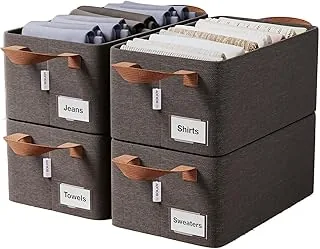 4 Pcs Wardrobe Cloth Organizer for Storage Box with Label Card & Holder | Foldable Clothes Organiser with Steel Frame & Handle | Smart Jeans Kapde Clo