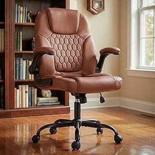 DROGO Aurum Ergonomic Office Chair for Work from Home | Computer Chair for Study | PU Leather Executive Boss Chair with Flip-Up Armrest, Cushion Seat