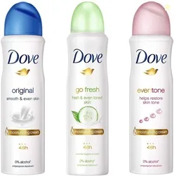 DOVE Original, Go Fresh and Eventone Deodorant Deodorant Spray  -  For Women (450 ml, Pack of 3)