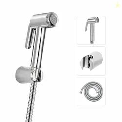 Amazon Basics Health Faucet Set for Bathroom | Premium ABS Jet Spray Gun with 1.5M Stainless Steel Hose & Wall Hook | Toilet Bidet Sprayer, Hand Showe