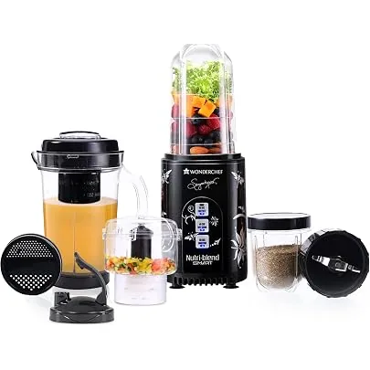Wonderchef Nutri Blend Smart CKM Automatic Mixer Grinder with Dual Pulse Function|22000 RPM|100% Full Copper Motor|4 Unbreakable Jars|500 W|2 Years