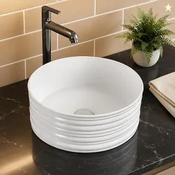 Plantex Ceramic Table Top Wash Basin For Bathroom/Designer WashBasin/Bathroom Wash Basin (White, 16 x 16 x 6 Inch)