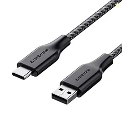 Ambrane Unbreakable 3A Fast Charging 1.5m Braided Type C Cable for Smartphones, Tablets & other Type C devices, 480Mbps Data Sync, Quick Charge 3.0 (R