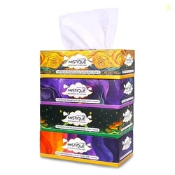 Ultra Soft 2 Ply Facial Tissue Box | 400 Pulls | 100 Pulls x 4 Boxes | Skin Friendly & Highly Absorbent | Natural Virgin Pulp | Car, Home & Office Use