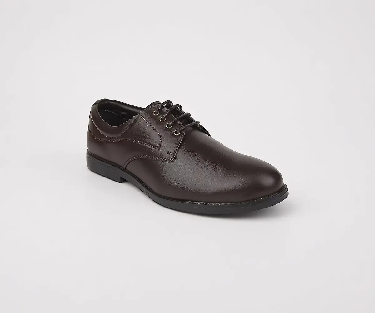 Liberty Fortune Black & Brown Derby Formal Shoes for Men - PU Office Wear