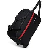 Lavie Sport Polyester Lino M Cabin Size 53 Cms Duffle Wheeler Bag | 2 Wheel Duffle Bag | Duffle Bag With Adjustable Handle, 24 cm, Black