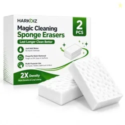 Magic Sponge Cleaning Eraser Pack of 2 | Melamine Foam Cleaning Sponge | Removes Tough Stains, Grease, Wall Marks | Multi Purpose Kitchen, Bathroom &
