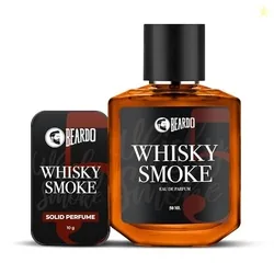 Beardo Whisky Smoke Solid Perfume 10g, & Whiskey Smoke Perfume 50ml (Set of 2) | Strong & Long Lasting Fragrance | For Date Night | Rich and Lasting F