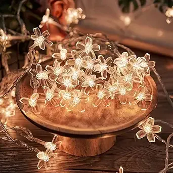 One94Store 14 LED 3 Meter Silicone Flower Fairy String Lights  Warm White Decorative Series Lights for Home, Festival, Wedding, Party & Room Decoration | Plug-in Fairy Lights (Pack of 1)
