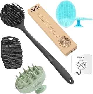 Silicone Exfoliating Body Scrubber Set  Back, Foot, Scalp, 4pc